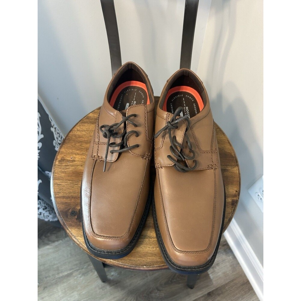 Rockport Walkability Trutech Brown Leather Lace Up Oxfords Shoes Size 12 EX